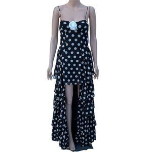 City Studios Women's M Black Polka Dot High-Low Dress Party Cocktail